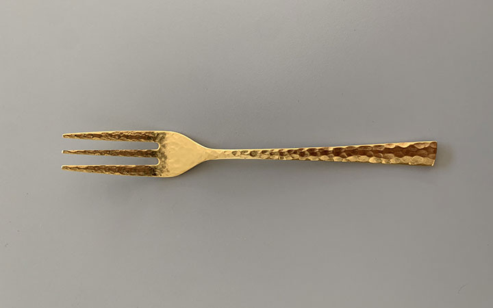 P Gold Cake Fork by Wasabi Cutlery